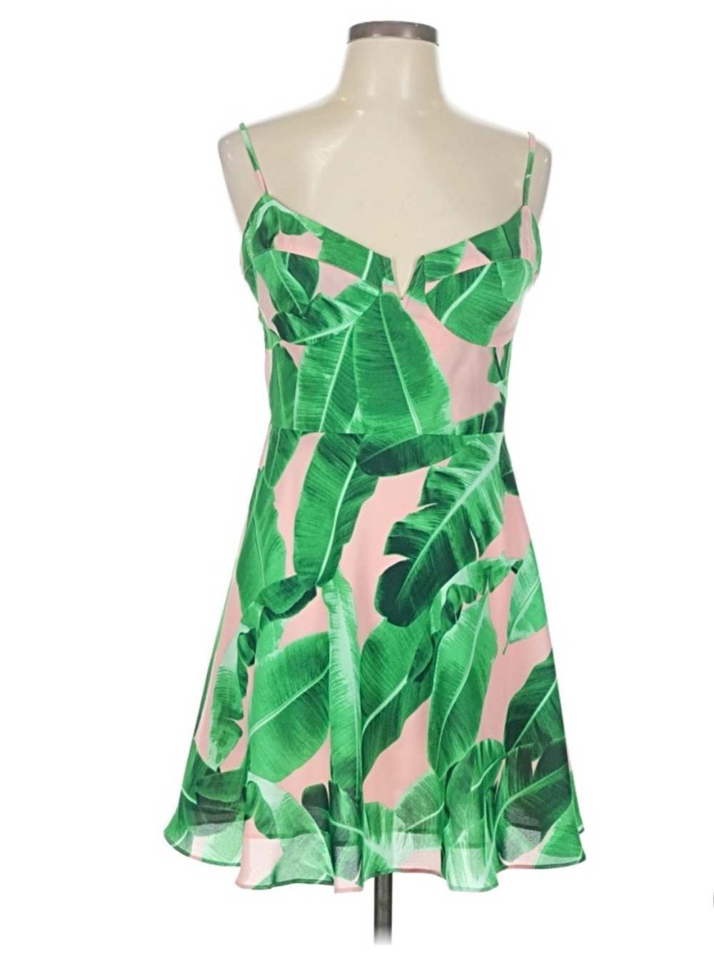 Buddy Love Pink Dress with Green Palm-Leaf Print